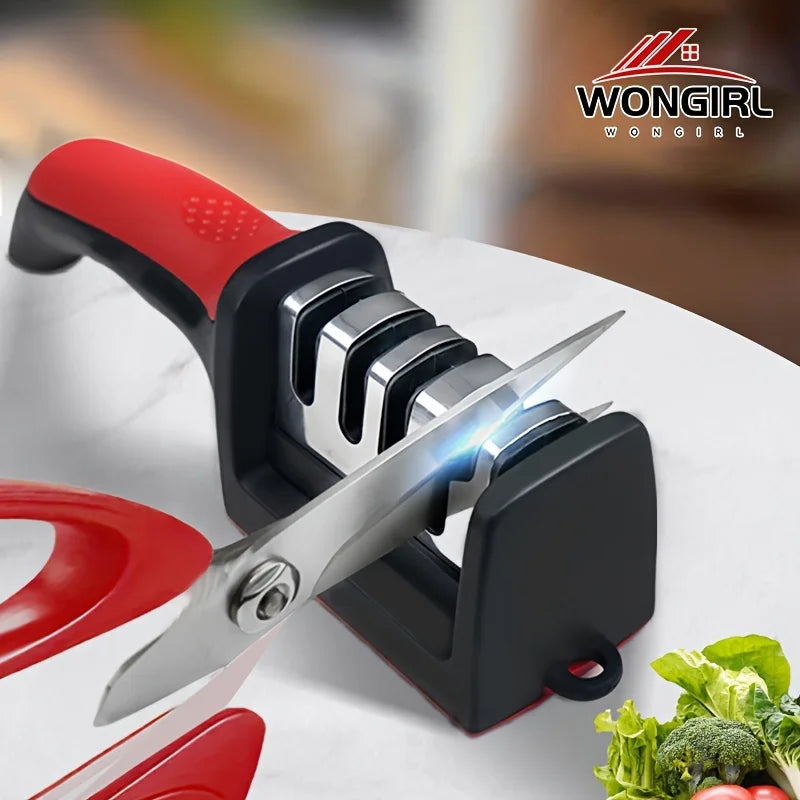 1pc Professional Blade Sharpener, Tungsten Diamond Ceramic Sharpening System, No Assembly Required, Kitchen Sharpening Tool