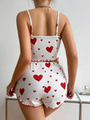 2 Pieces Set Women'S Pajama Shorts Suit Homewear Print Underwear Pijama Sexy Lingerie Camisoles Tanks Nighty Ladies Sleepwear