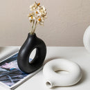 Flat Minimalist Simple Vase Donut Shape Single Flower Pot Home Wedding Decoratio Hollow Ornaments Circle Flower Arrangement Vase
